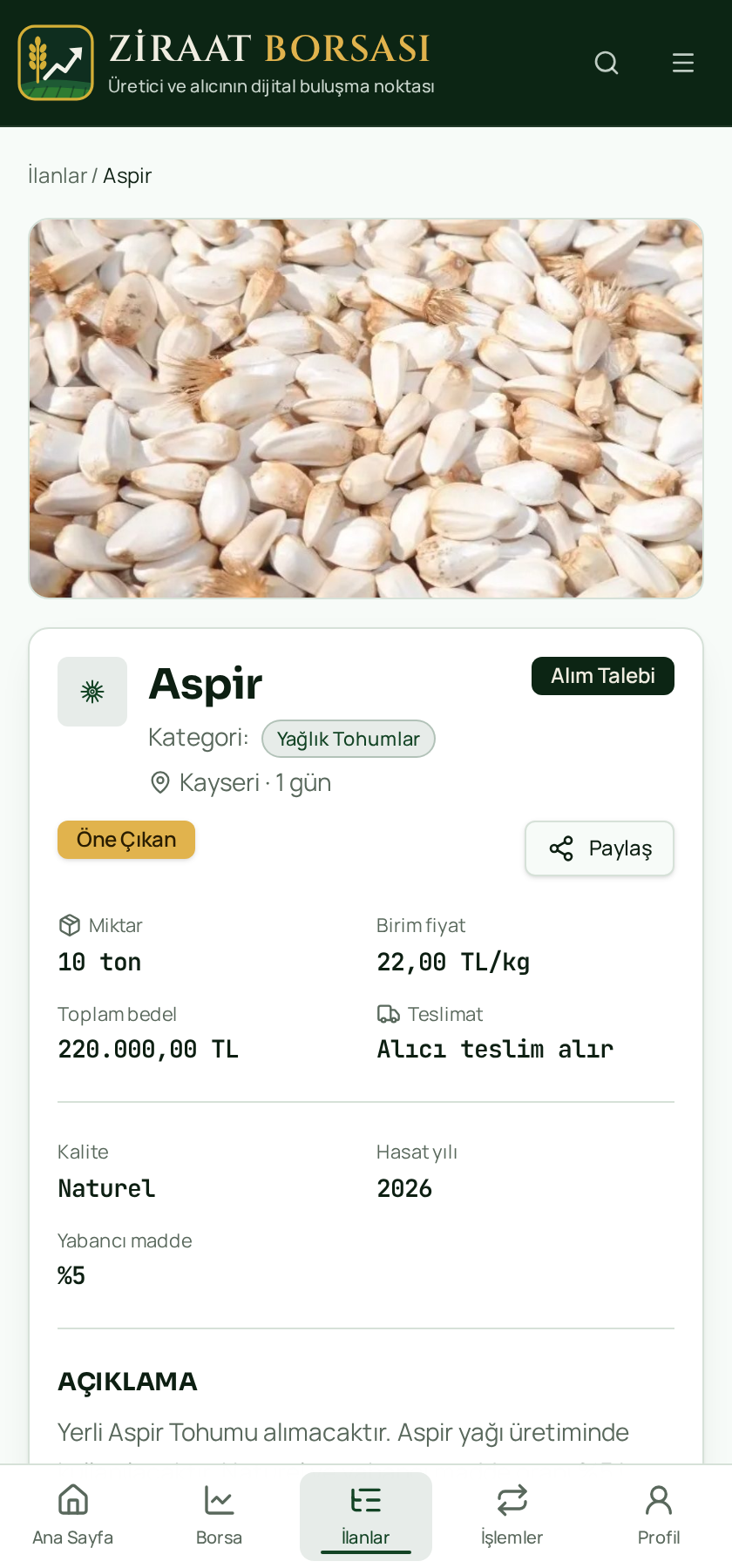 İlan detay ekranı